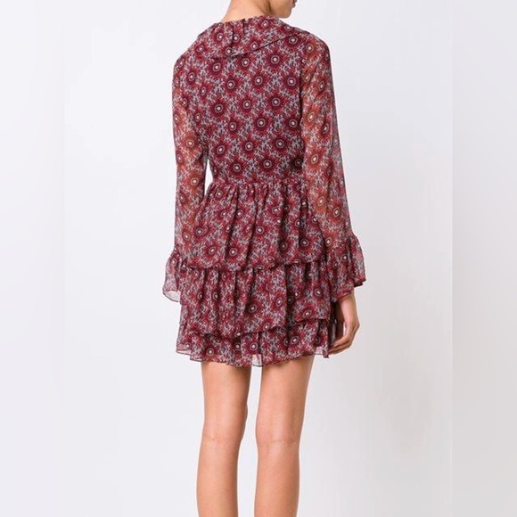 100% Silk Cinq á Sept Jasmine Floral Ruffle Fringe Dress - Picture 4 of 14